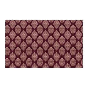 Damask Burgundy Spun Polyester Fabric by the Yard — Classic Floral Upholstery & Dressmaking Textile