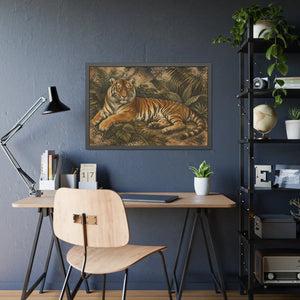Framed paper poster – resting tiger in tropical jungle - posters
