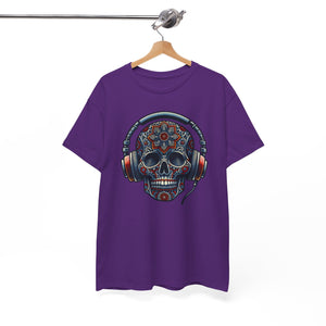 Skull with headphones, Unisex Heavy Cotton Tee