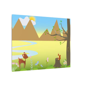 A scenery with a Squirrel and a Deer , Matte Canvas, Stretched, 0.75"