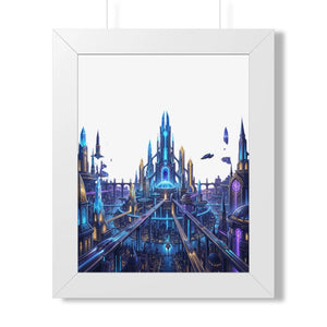 Dipaliz a futuristic city framed vertical poster - posters prints & visual artwork