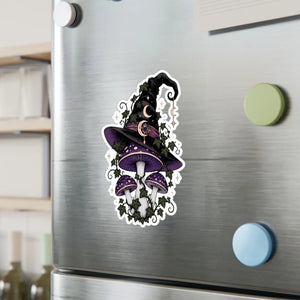 Mystical witch hat mushroom kiss-cut vinyl decal - home decor decals