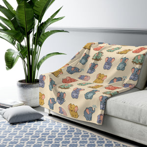 Cute Pastel Elephant Sherpa Blanket — Cozy Nursery Throw for Kids & Baby Shower Gift