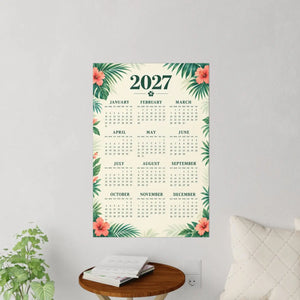 2027 Tropical Calendar Wall Decal — Floral Palm Yearly Planner