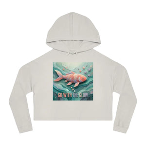 Go with the glow koi fish cropped hooded sweatshirt - sweatshirts