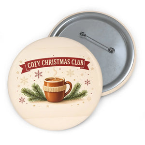 Cozy Christmas Club Pin Button – Holiday Hot Cocoa Enamel Badge