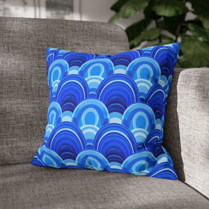 Blue Retro Wave Square Poly Canvas Cushion Cover - Dipaliz - 16’’ × - Home Decor