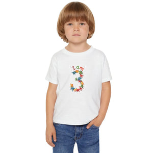 Colorful Dino Toddler T-shirt - Age 3 Cotton Tee - Dipaliz - T-shirts