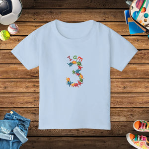 Colorful Dino Toddler T-shirt - Age 3 Cotton Tee - Dipaliz - T-shirts