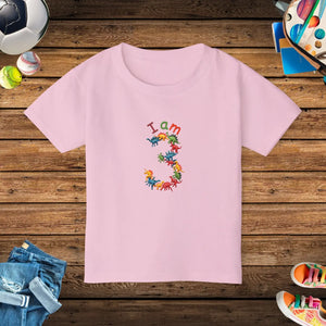 Colorful Dino Toddler T-shirt - Age 3 Cotton Tee - Dipaliz - T-shirts