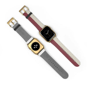 Striped Knit Pattern Watch Band — Burgundy & Cream Vintage Cozy Style