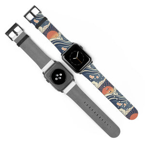 Sunrise wave watch band, japanese pattern apple strap - bands