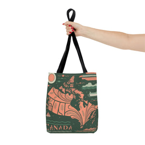 Canada Map, 100% Polyester, black cotton handles, AOP Tote Bag