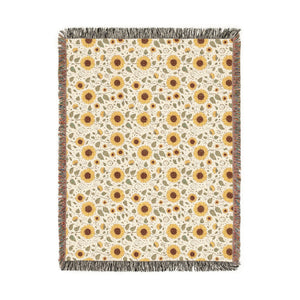 Sunflower & Midnight Floral Woven Throw Blanket