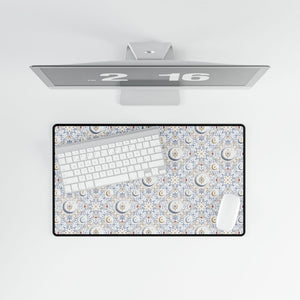 Floral Moon Pattern Desk Mat — Large Decorative Mousepad for Home Office