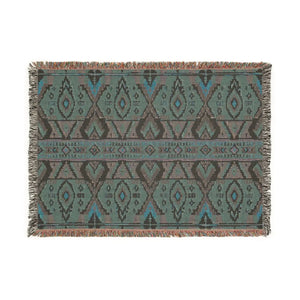 Stepped triangle pattern in earth tones on a DipaliZ woven blanket