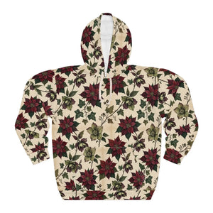 Poinsettia All-Over Print Hoodie — Festive Floral Christmas Pullover