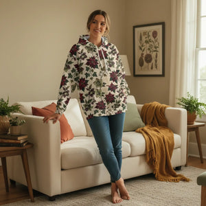 Poinsettia All-Over Print Hoodie — Festive Floral Christmas Pullover