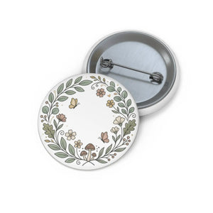 Floral Wreath Pin Button — Cute Mushroom & Butterfly Lapel Pin