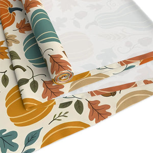 Autumn Pumpkins Table Runner — Fall Harvest Thanksgiving Kitchen Decor