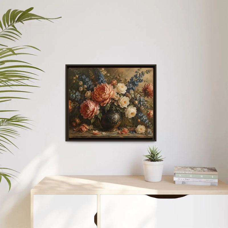 Vintage Floral Bouquet Framed Canvas Wall Art