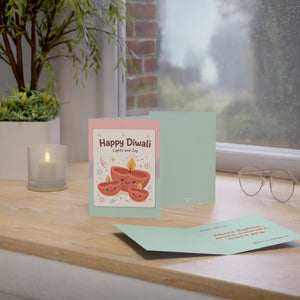 Personalized, Diwali Greeting Cards — 'Happy Diwali: Lights and Joy' Festive Card Pack (1/10/30/50 pcs)