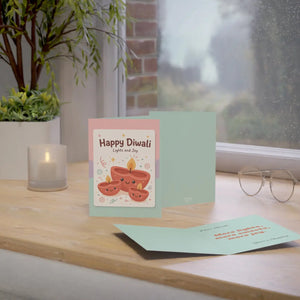 Personalized, Diwali Greeting Cards — 'Happy Diwali: Lights and Joy' Festive Card Pack (1/10/30/50 pcs)