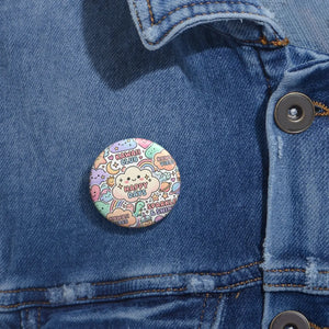 Kawaii Club "Happy Days" Pin Button — Cute Pastel Badge for Jackets & Backpacks