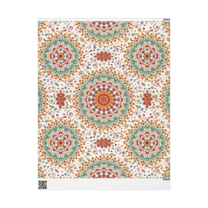 Wrapping Paper Roll — Boho Floral Medallion Gift Wrap (Retro Teal, Mustard & Coral)