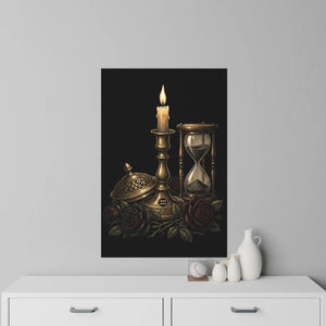 Wine red roses at the base of the DipaliZ antique timepiece decal