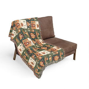 Cozy Cabin Patchwork Woven Blanket — Rustic Lodge Throw for Living Room & Cabin Decor
