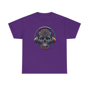 Skull with headphones, Unisex Heavy Cotton Tee