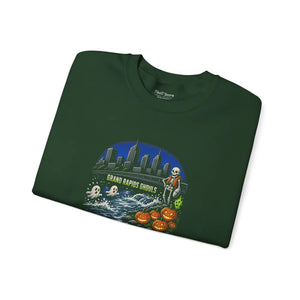 Haunted halloween grand rapids skyline crewneck sweatshirt - sweatshirts