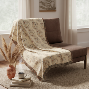 Woven Blanket — Reversible floral Pattern Throw (Cozy Modern Home Accent)