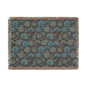 Floral Woven Blanket — Retro Rose Pattern Throw for Cozy Home Decor
