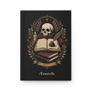 Dark Academia Skull Journal — Personalized Lined Hardcover Notebook