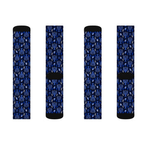 Blue Hanukkah Menorah Socks