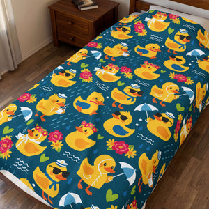 Rubber Duck Swim Velveteen Plush Blanket — Cozy Baby & Kids Throw