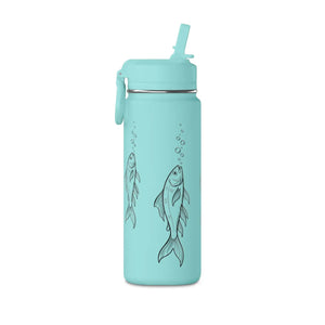 Fish Sketch Water Bottle — Illustrated Koi Design, Leak‑Proof Sports Bottle