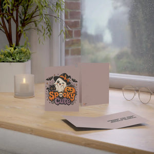 Greeting card – spooky cute halloween ghost cat & pumpkin design - cards