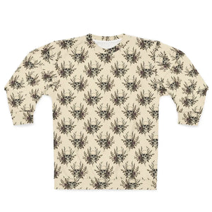 Skull & Botanical Pattern Sweatshirt — Vintage Floral Gothic All-Over Print