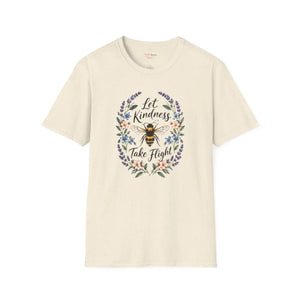 Bee Floral T‑Shirt — "Let Kindness Take Flight" Inspirational Tee