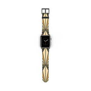 Art deco sunburst watch band, geometric vintage apple strap - bands