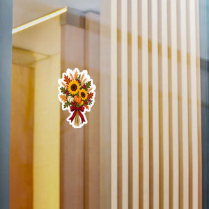 Autumn sunflower bouquet kiss-cut vinyl decal - home decor decals