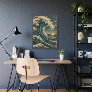 Framed ocean wave poster wall art - posters