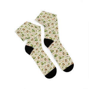 Frog and toad Pattern Sublimation Socks — Cute Woodland Animal Crew Socks