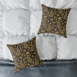 Vintage Black and Gold Paisley Pillow