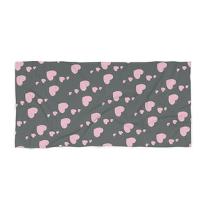 Pink hearts Beach Towel