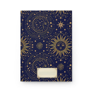 Celestial Sun & Moon Hardcover Journal — Midnight Starry Notebook