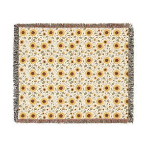 Sunflower & Midnight Floral Woven Throw Blanket